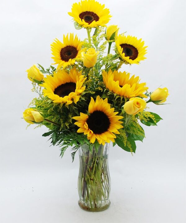 Sunflowers Glass Vase Arrangement - Image 3