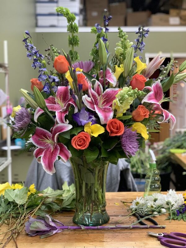 Assorted Flowers Glass Vase Arrangement