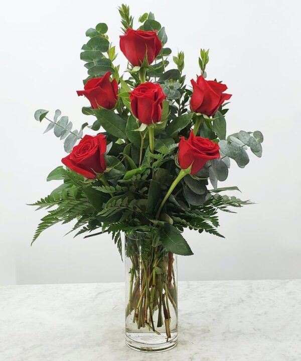 Roses Glass Vase Arrangement - Image 2