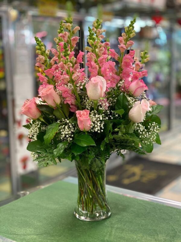 Assorted Flowers Glass Vase Arrangement - Image 4