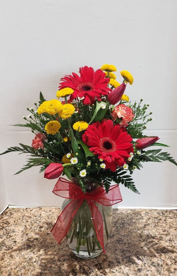 Gerberas Glass Vase Arrangement - Image 2