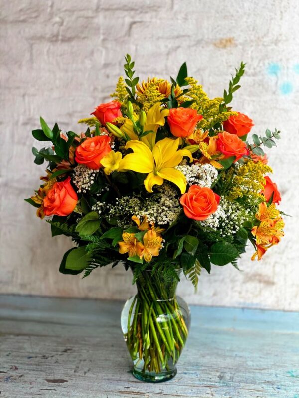 Assorted Flowers Glass Vase Arrangement - Image 6