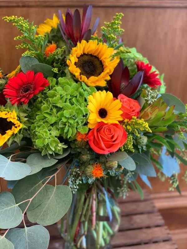 Assorted Flowers Glass Vase Arrangement - Image 7