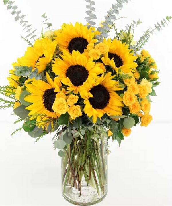 Sunflowers Glass Vase Arrangement