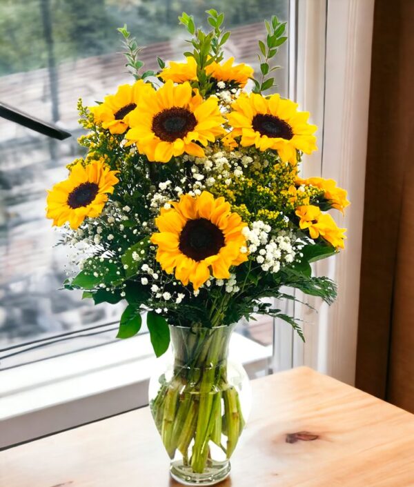 Sunflowers Glass Vase Arrangement - Image 5