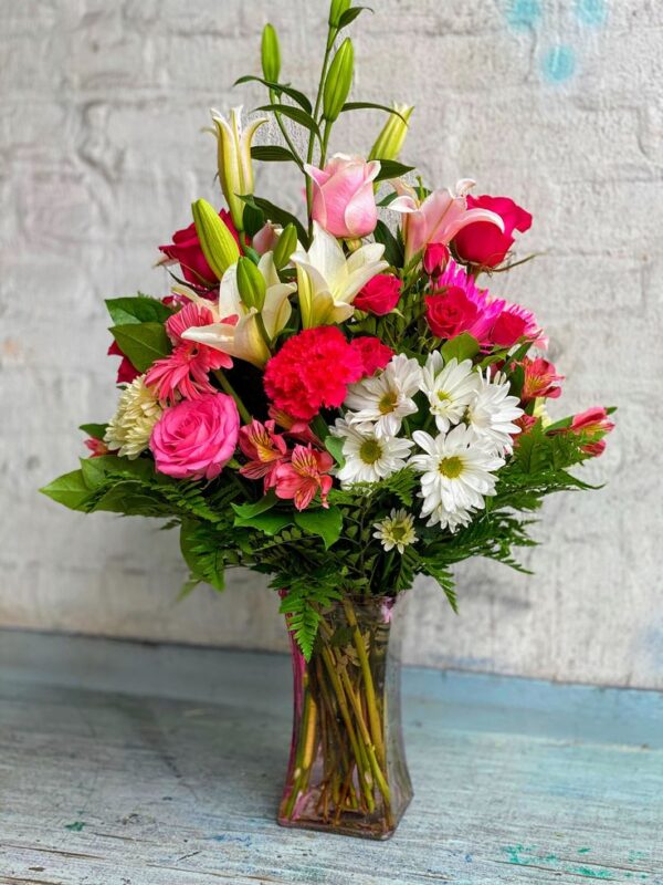 Assorted Flowers Glass Vase Arrangement - Image 9