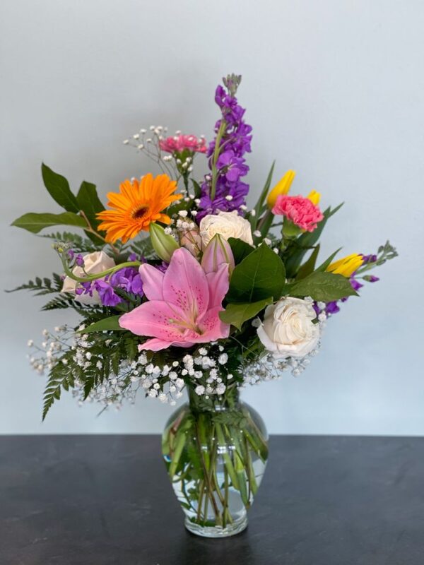 Assorted Flowers Glass Vase Arrangement - Image 13