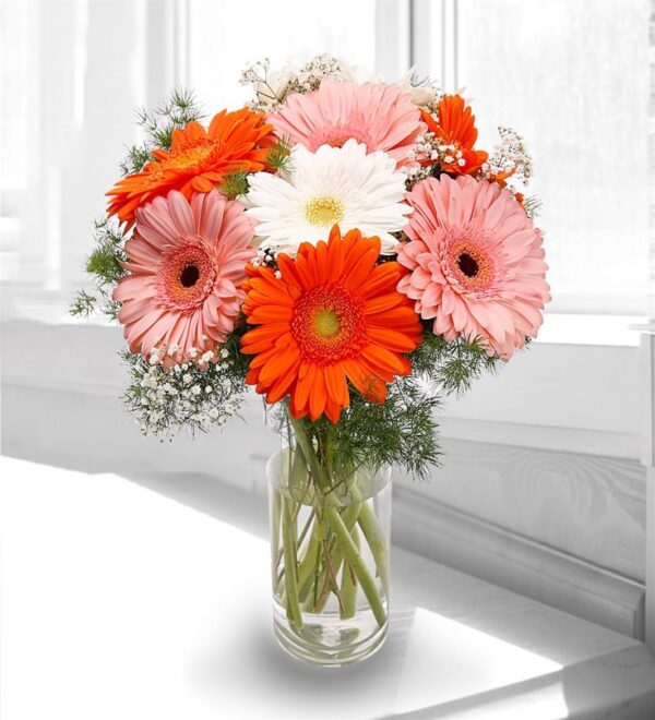 Gerberas Glass Vase Arrangement - Image 4