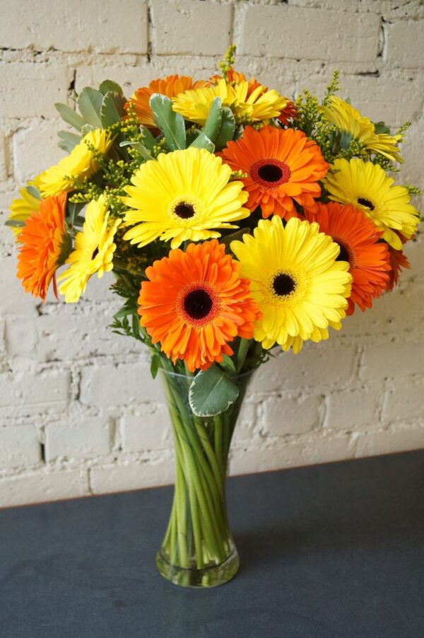 Gerberas Glass Vase Arrangement - Image 9