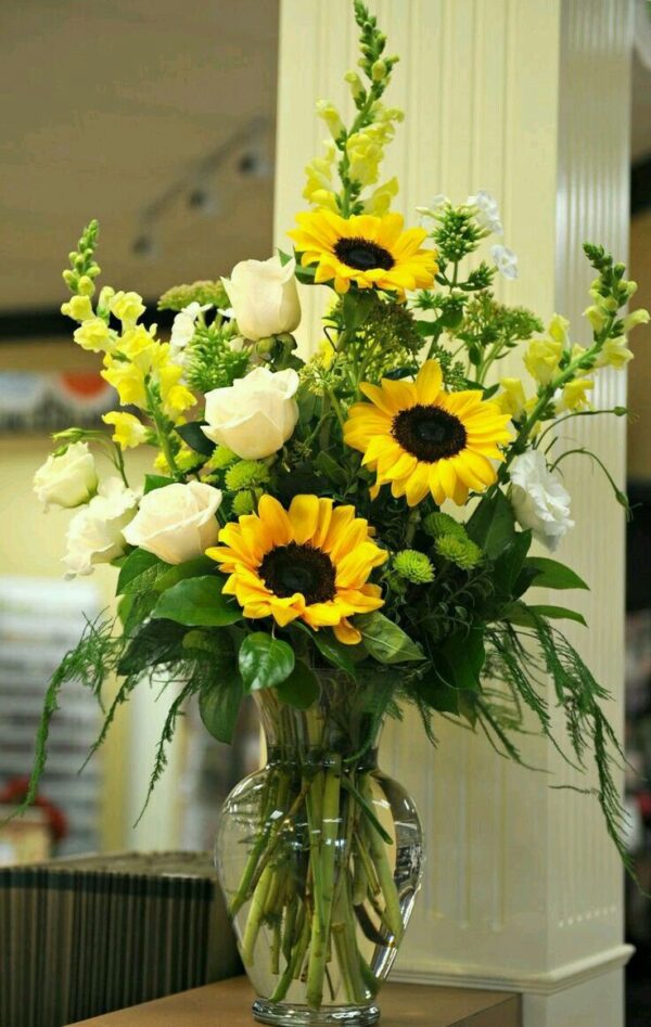 Sunflowers Glass Vase Arrangement - Image 8