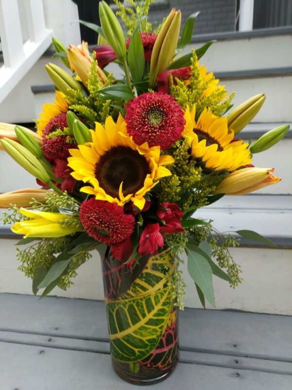 Assorted Flowers Glass Vase Arrangement - Image 5