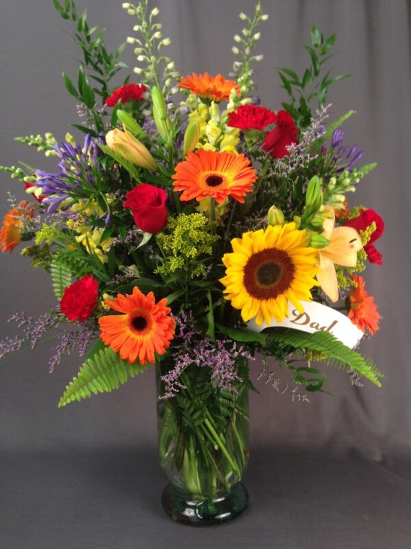 Assorted Flowers Glass Vase Arrangement - Image 8